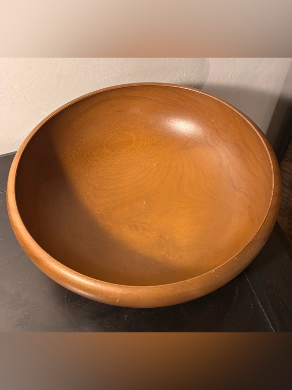 Handcrafted Wooden Serving Bowl in Warm Honey Brown